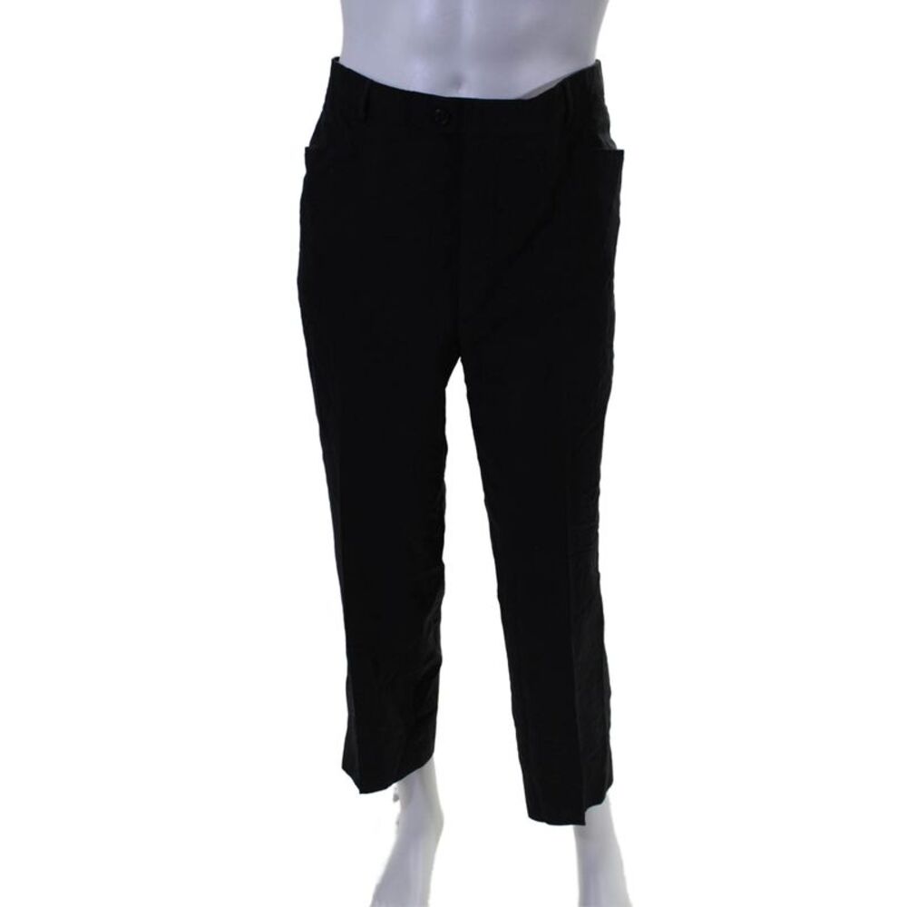 Giorgio Valentino Mens Zip Up Straight Leg Dress Pants Black Wool Size EUR 54